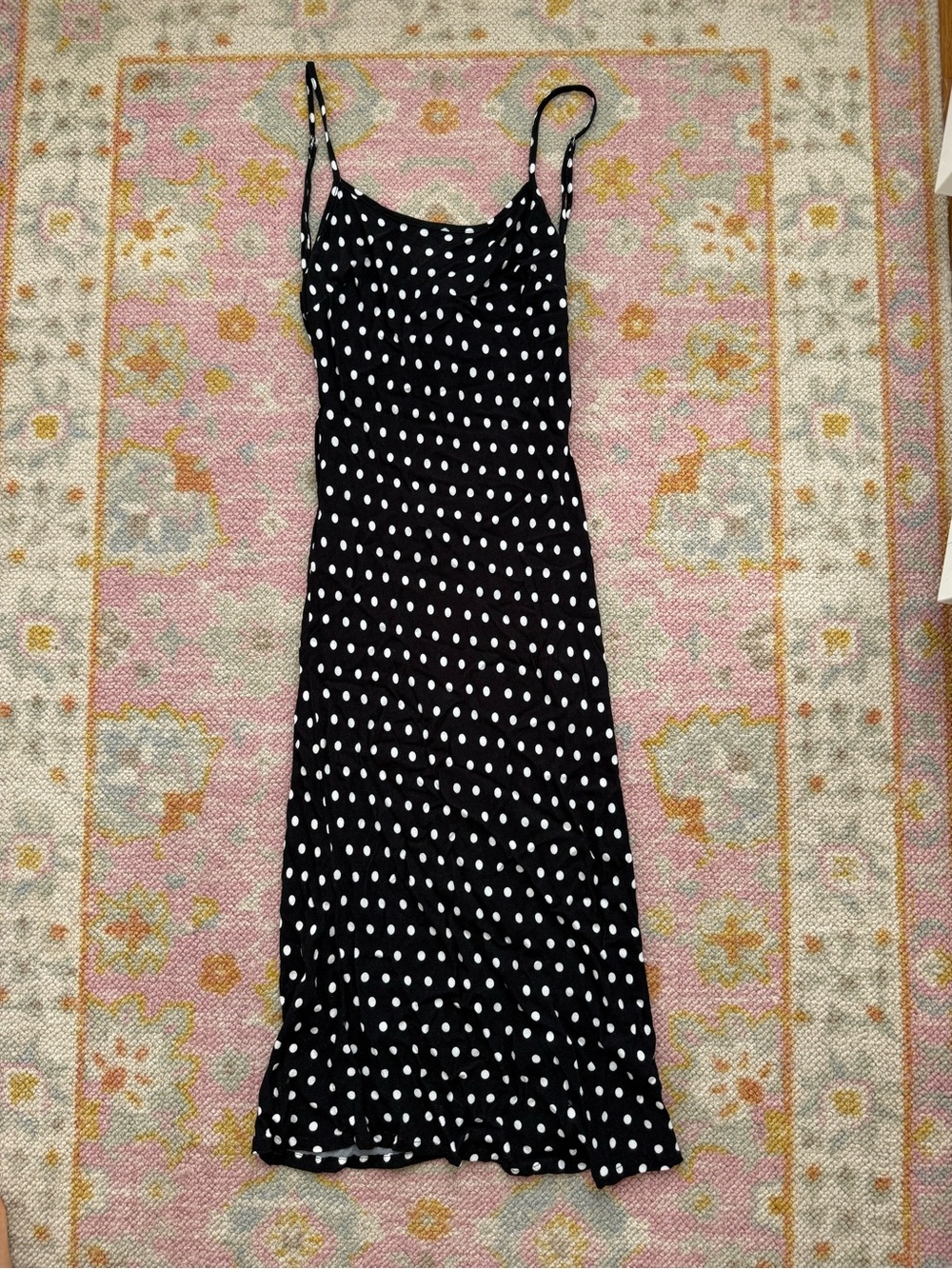 Princess Polly Black & White Polka Dot Midi Slip Dress